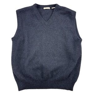 American Blue Men's Pure Cashmere V-Neck Sweater Vest Navy Blue Sz L Soft